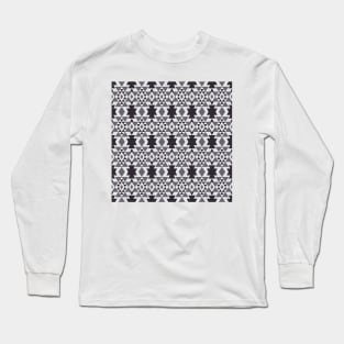 Aztec monochrome grey pattern Long Sleeve T-Shirt